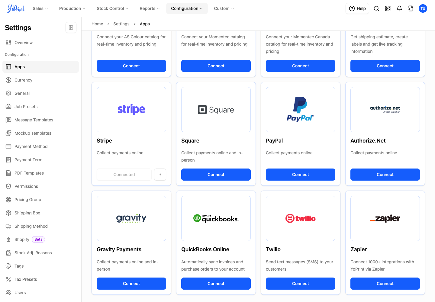 Stripe connected state