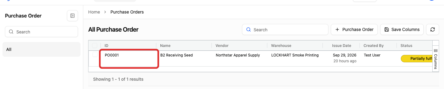 Open the purchase order