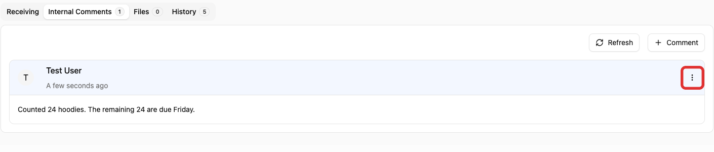 Actions for the saved comment