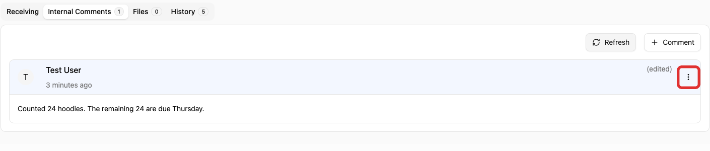 Actions for the comment to remove