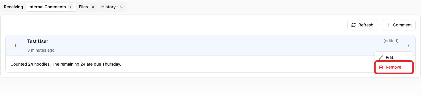 Remove in the comment menu