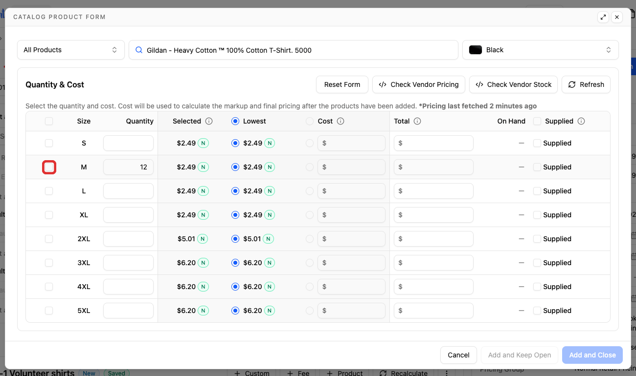 Medium size checkbox