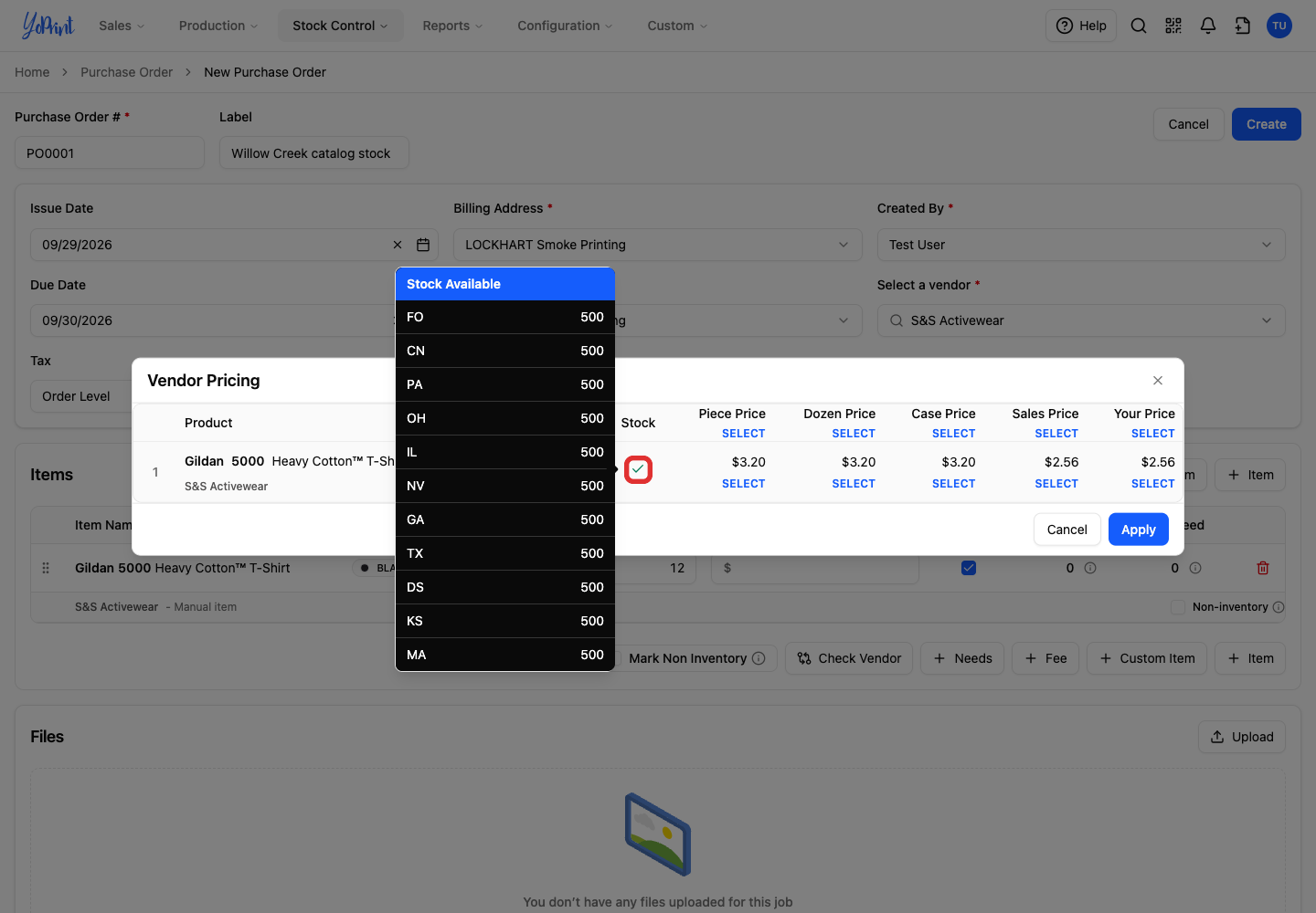 S&S warehouse quantities in the Stock tooltip
