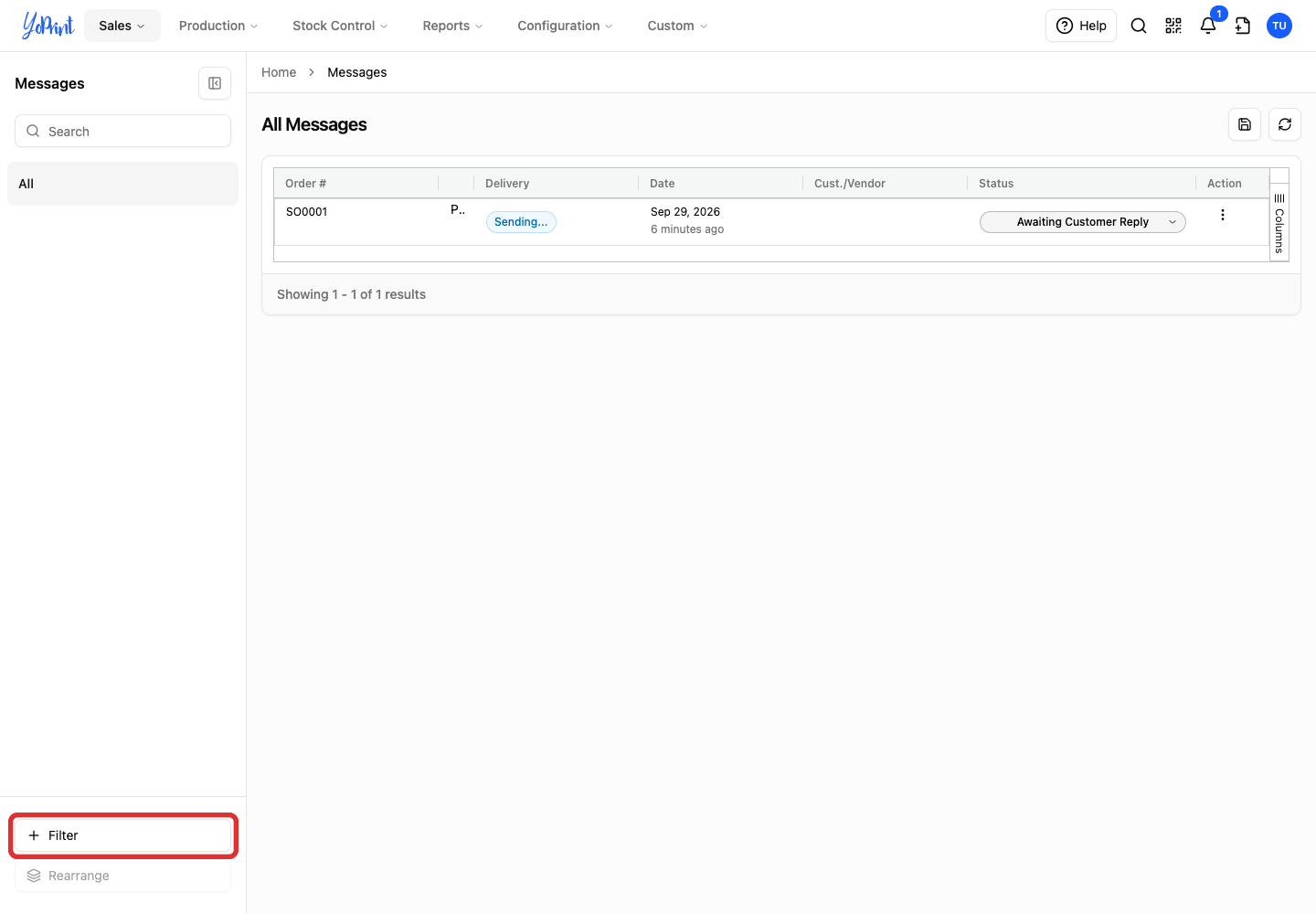 Add a saved message filter
