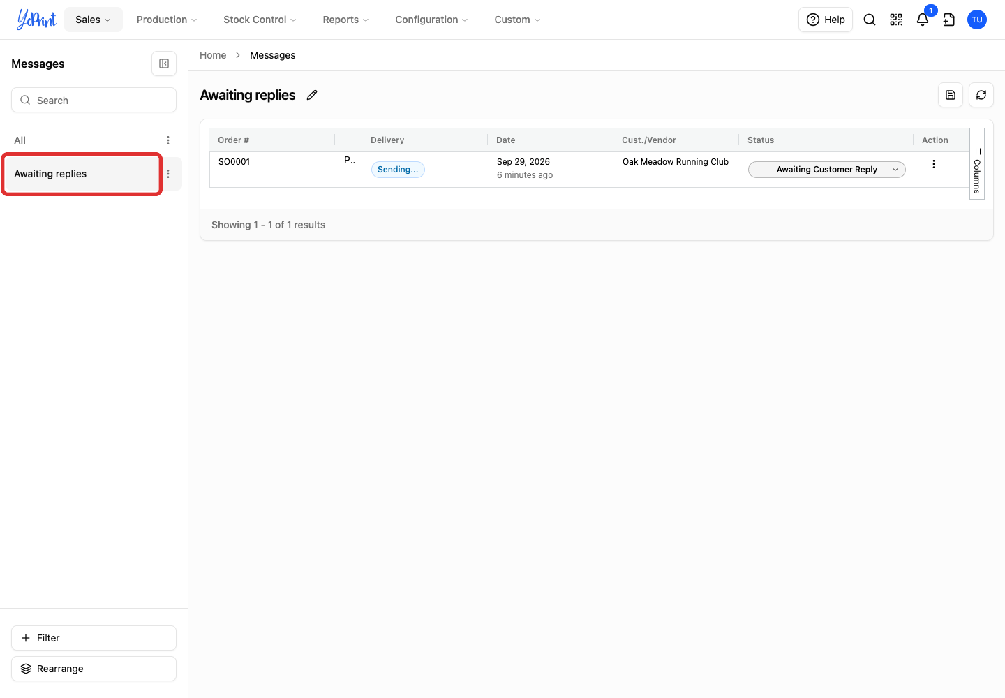 Saved Awaiting replies filter in the sidebar