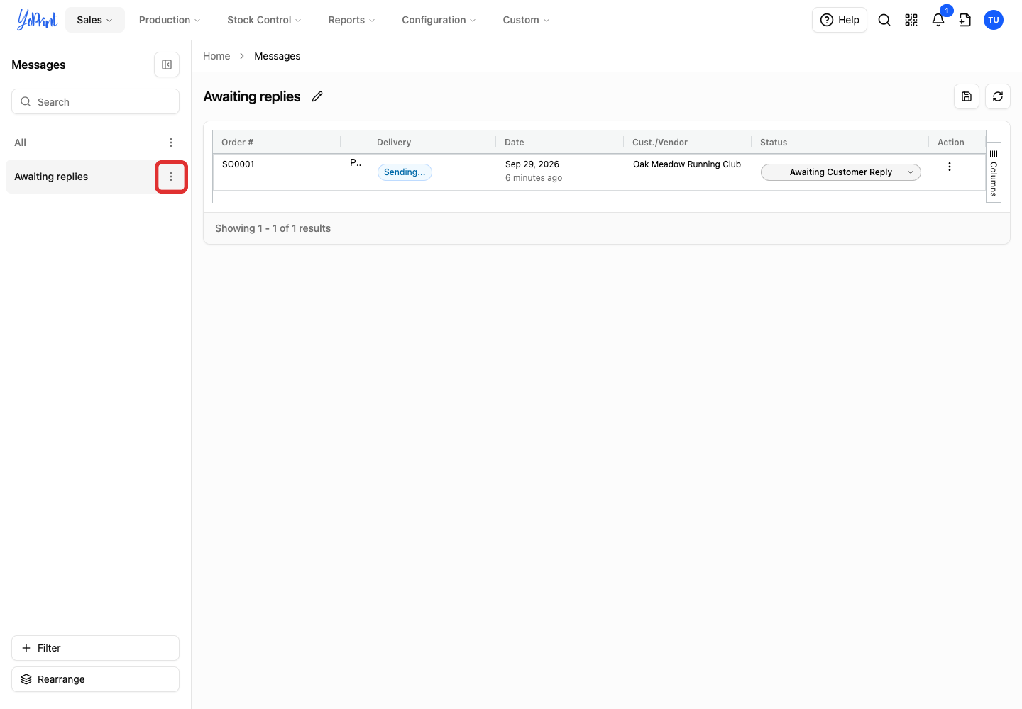 Saved filter three-dot menu