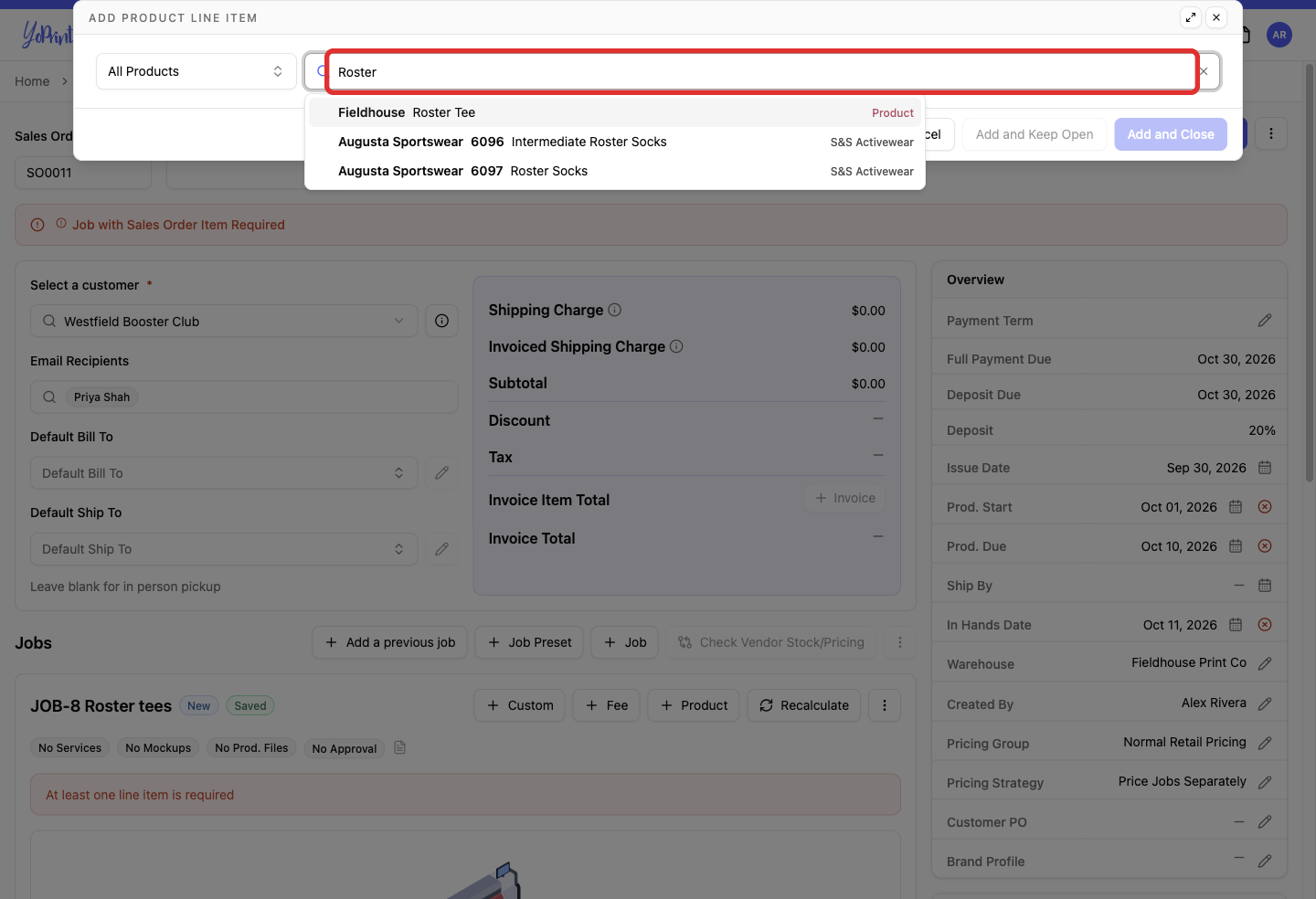 Search for the product by name or SKU