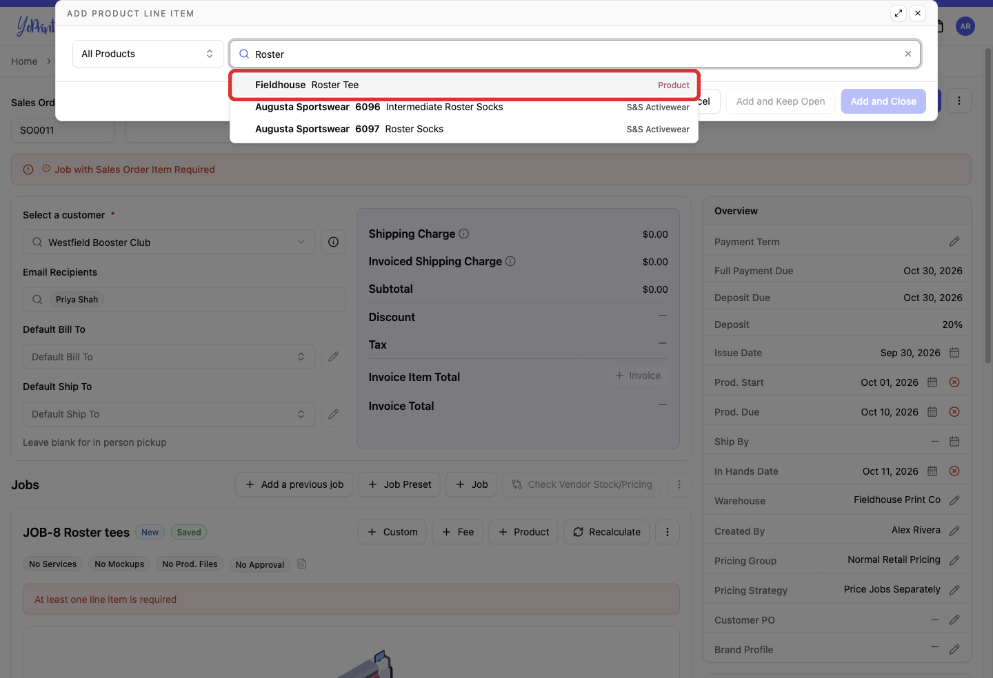 Roster Tee in the product search
