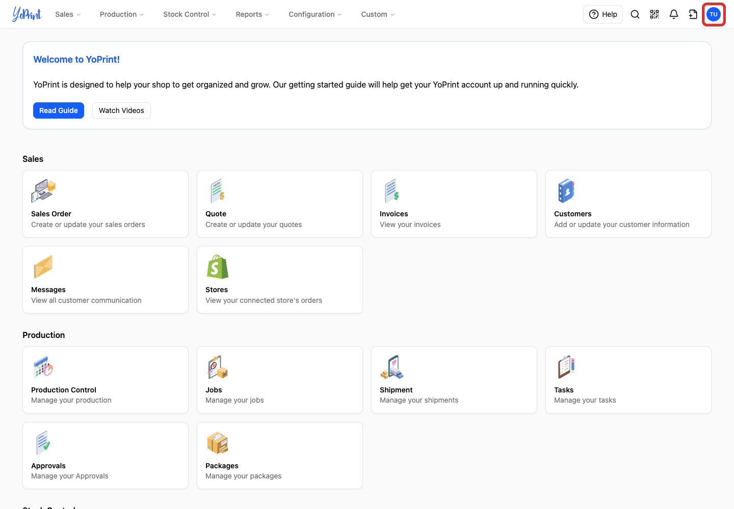 Open the user menu from your avatar