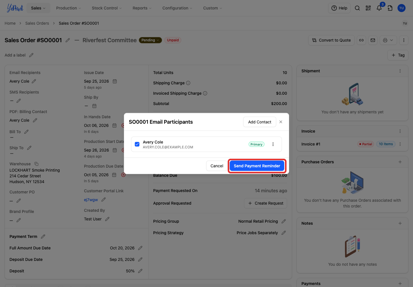 Send Payment Reminder
