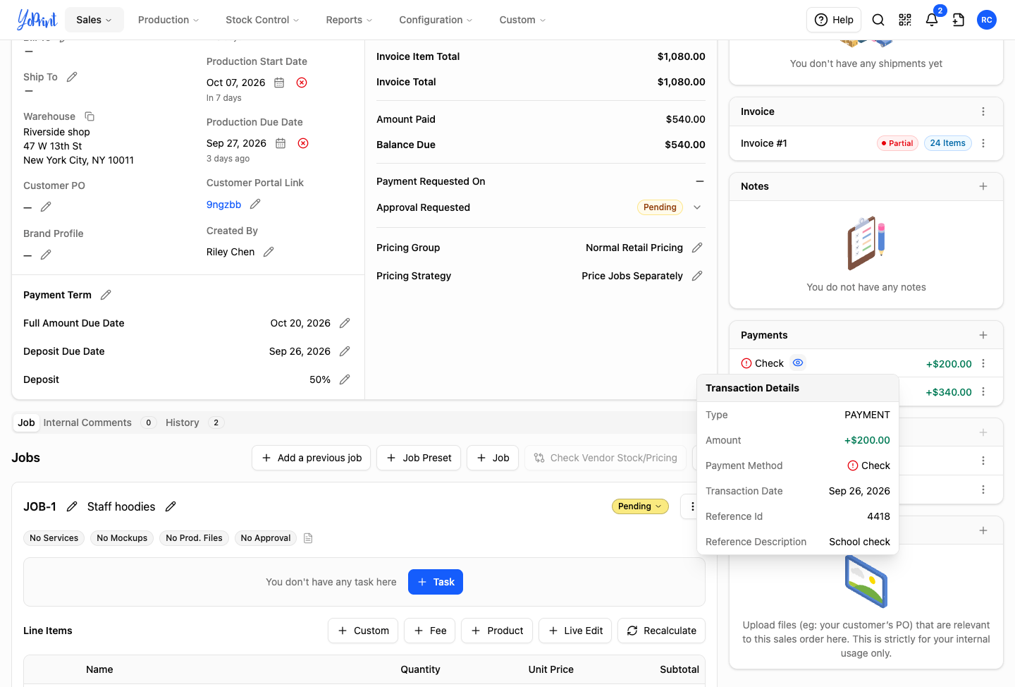 Check payment details