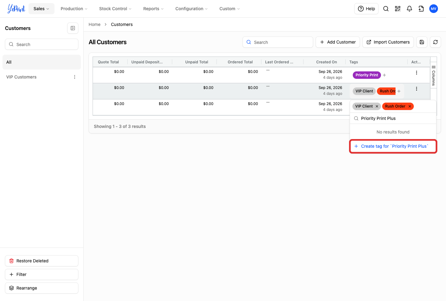 Create tag option in tag popover