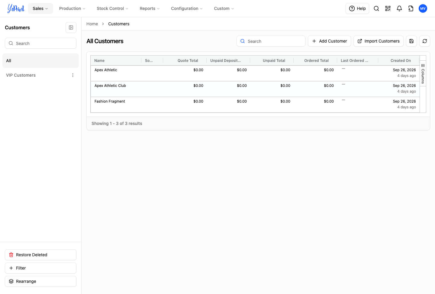 Customer list reflecting archived duplicate record