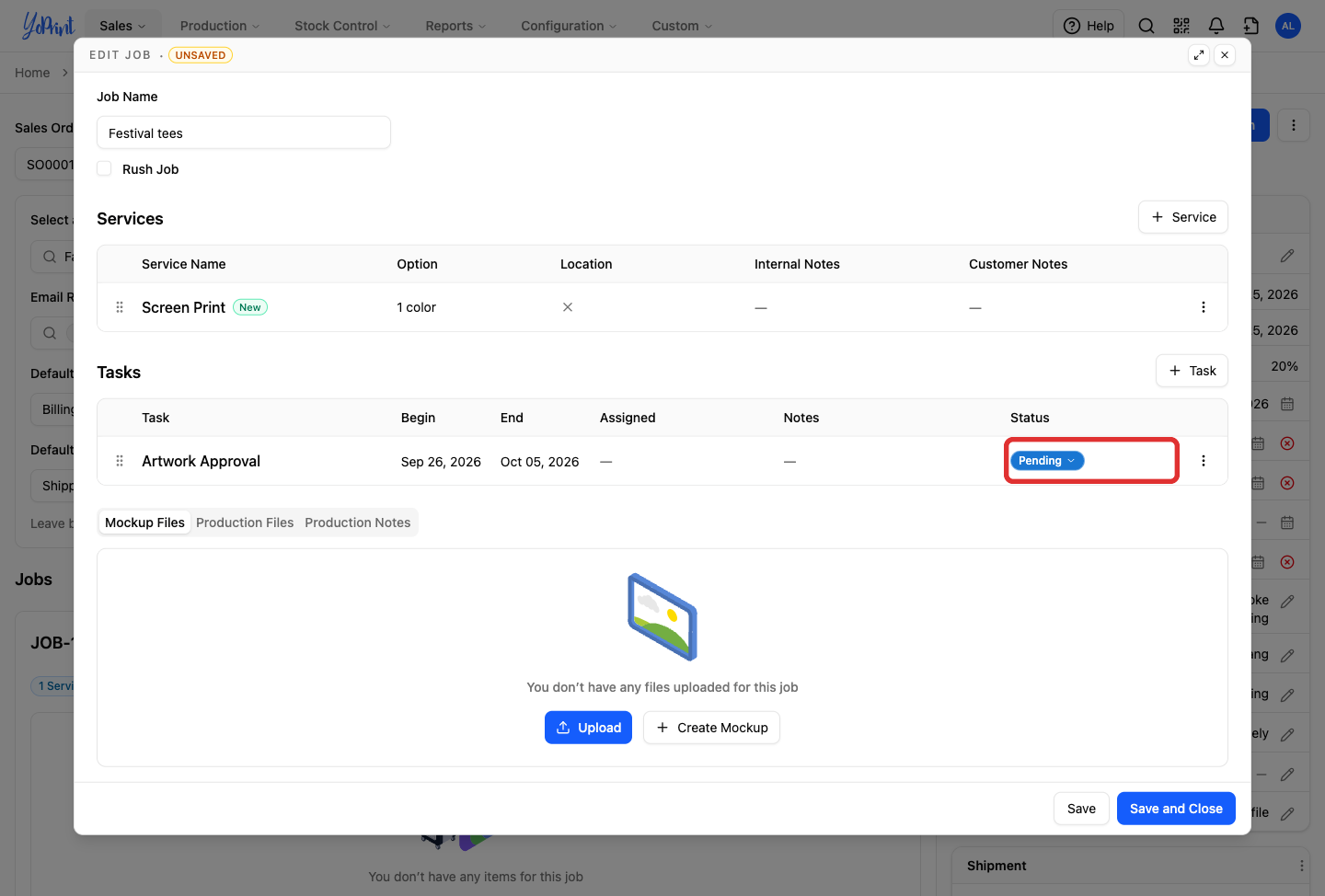 Status on the Artwork Approval task