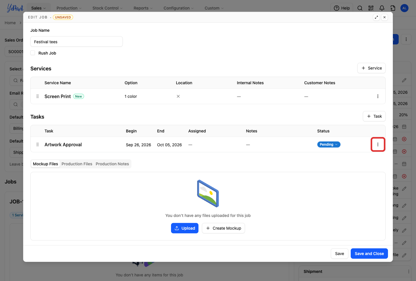 More actions on the Artwork Approval task