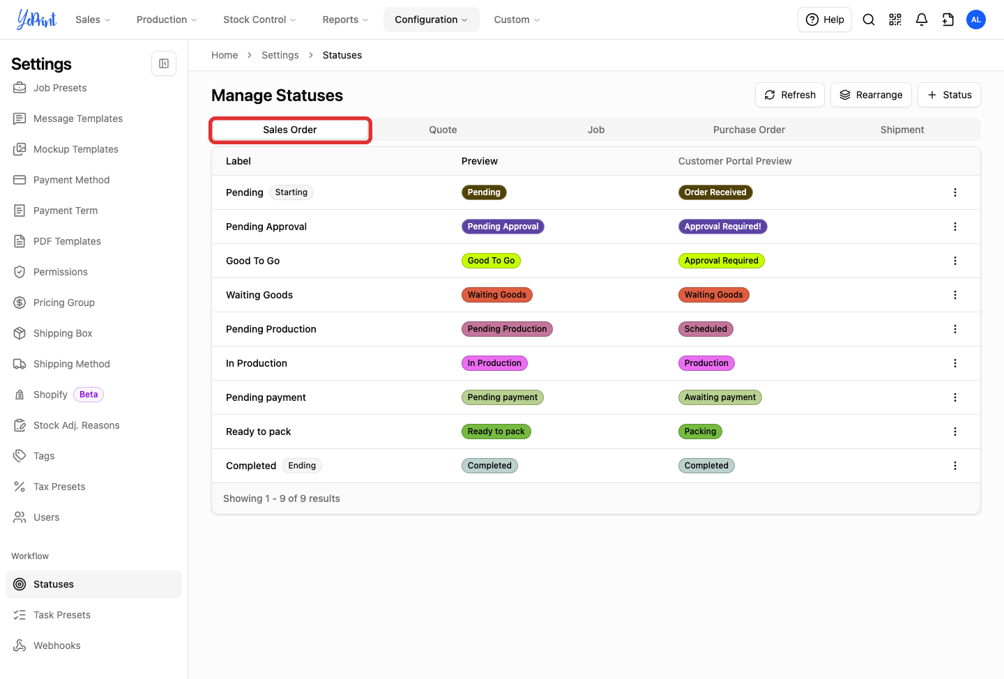 Sales Order tab