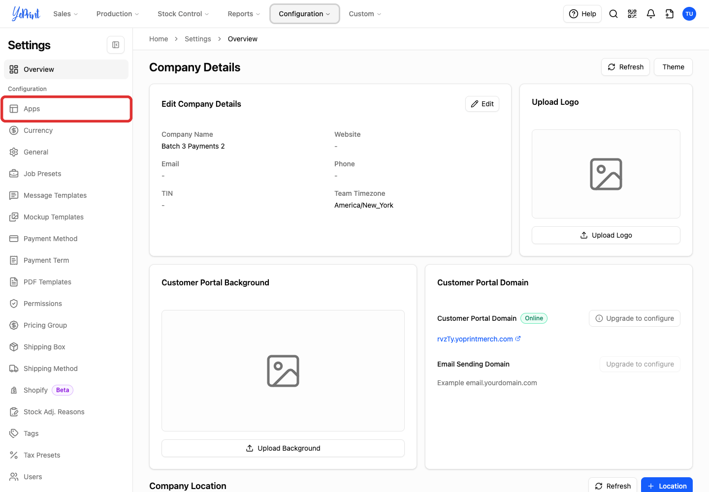 Apps in the Settings sidebar