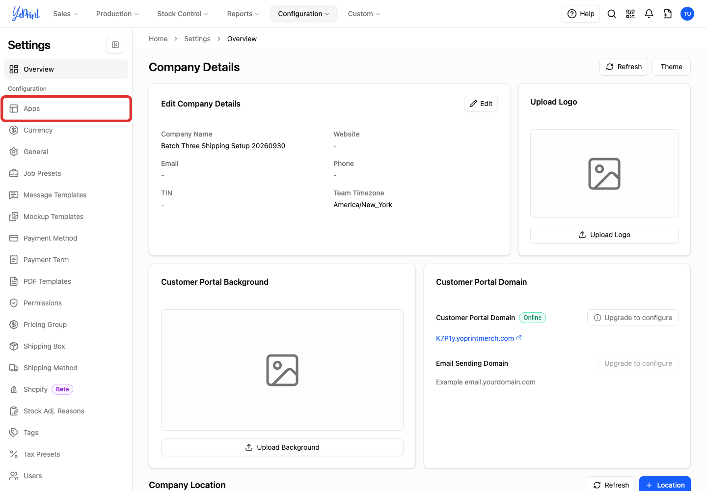 Apps in the settings sidebar