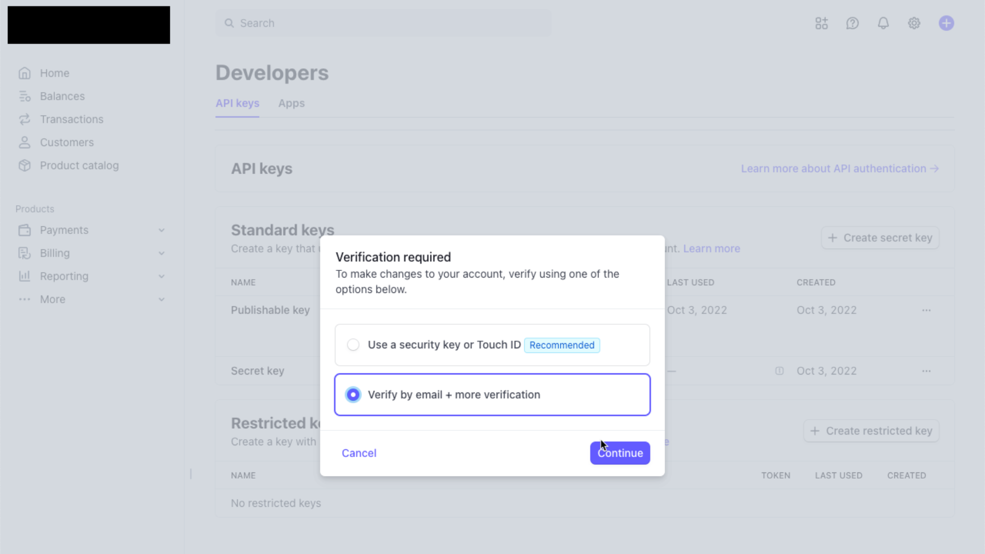 Verify your identity prompt