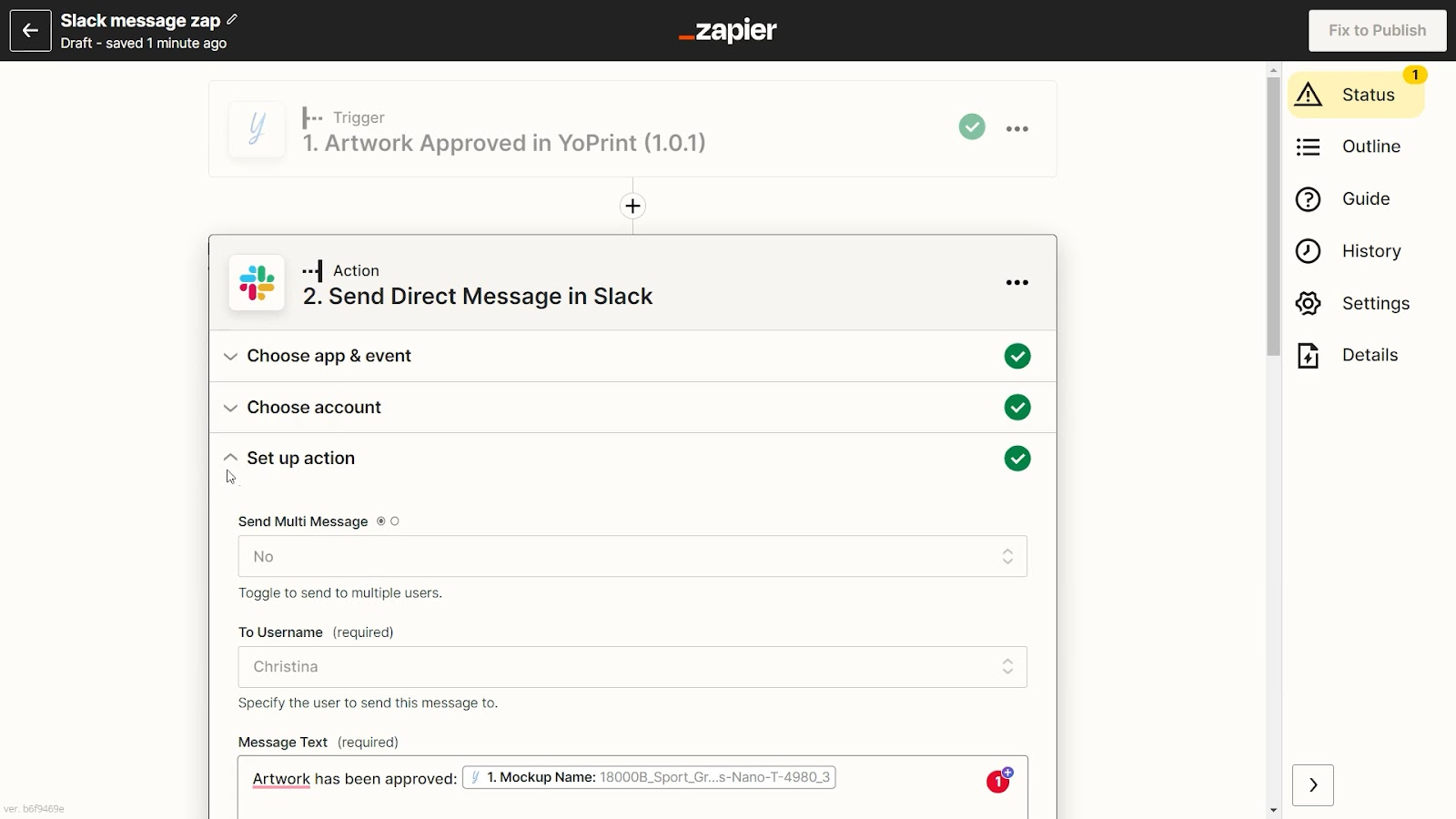 Fill in the action details and click Continue