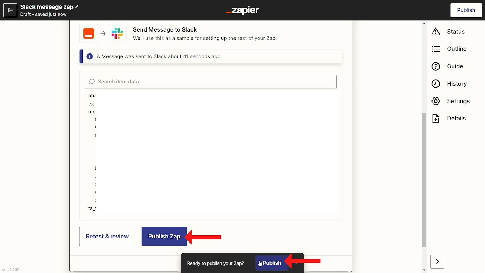 Click Publish and Turn On