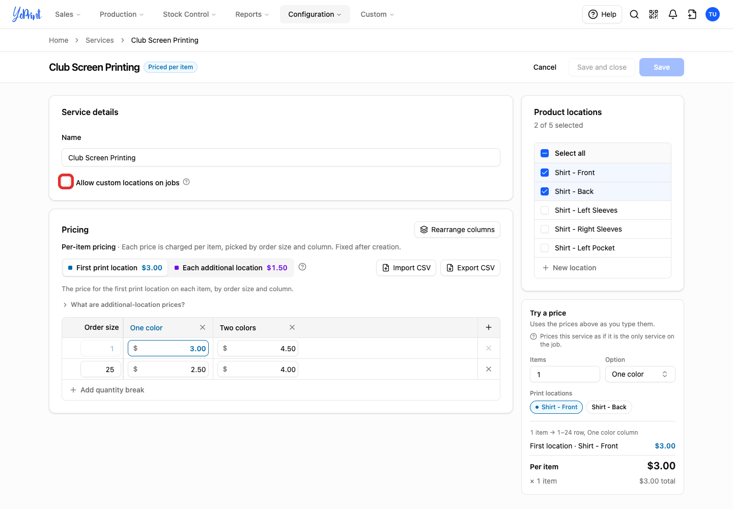 Allow custom locations on jobs checkbox