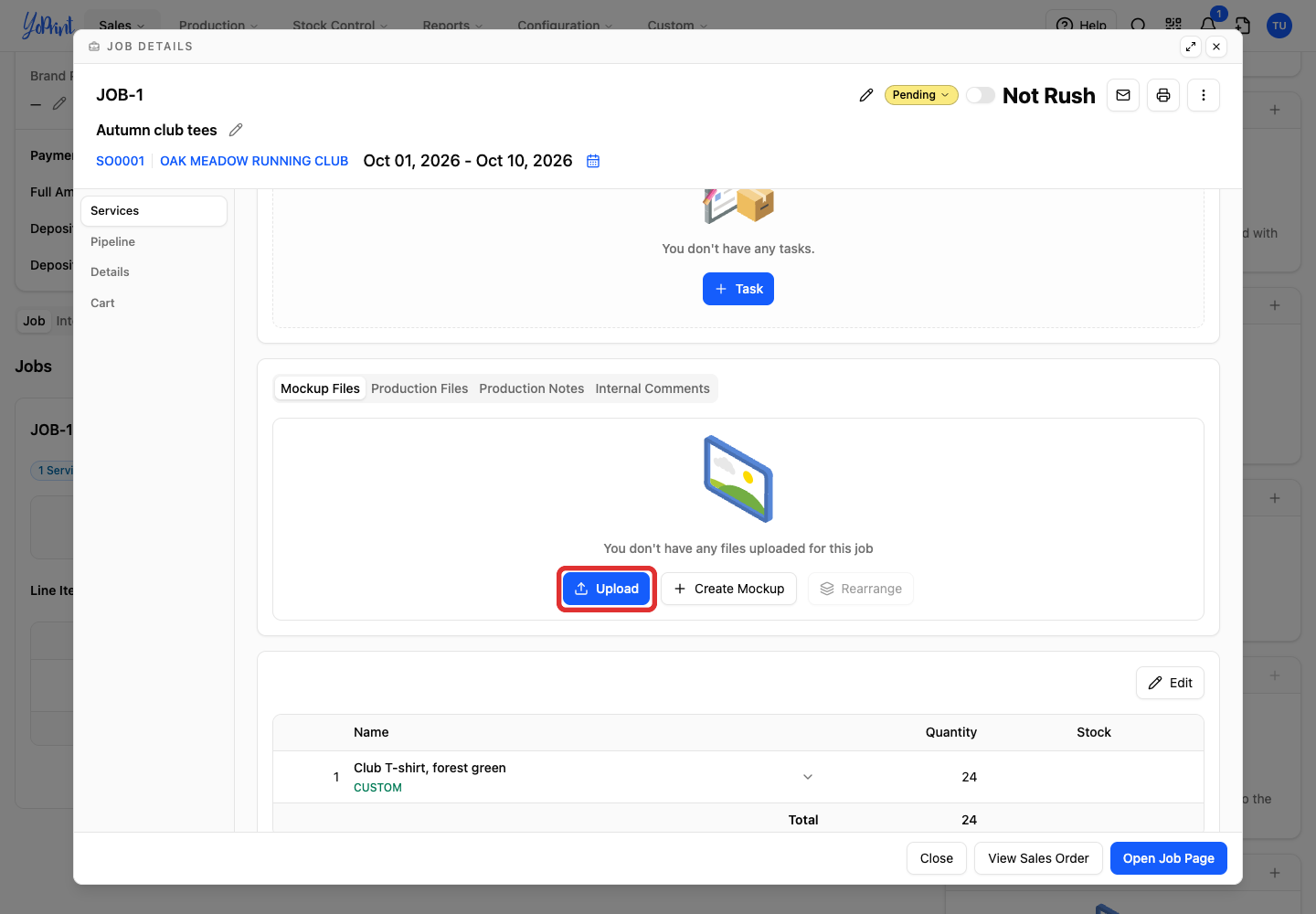 Upload a revised mockup to the job