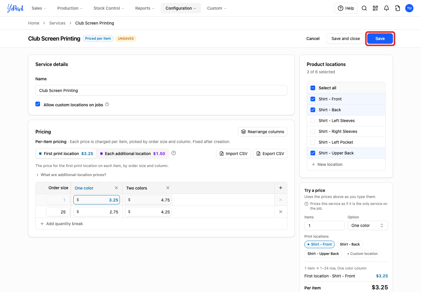 Save after loading the first-location CSV