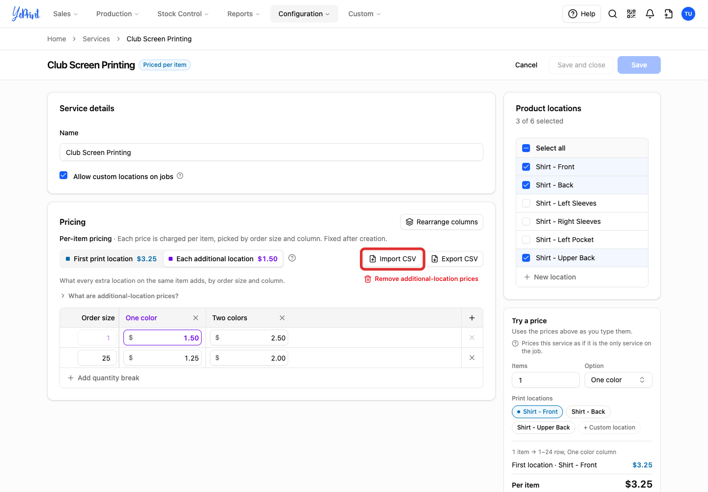 Import CSV for the additional table