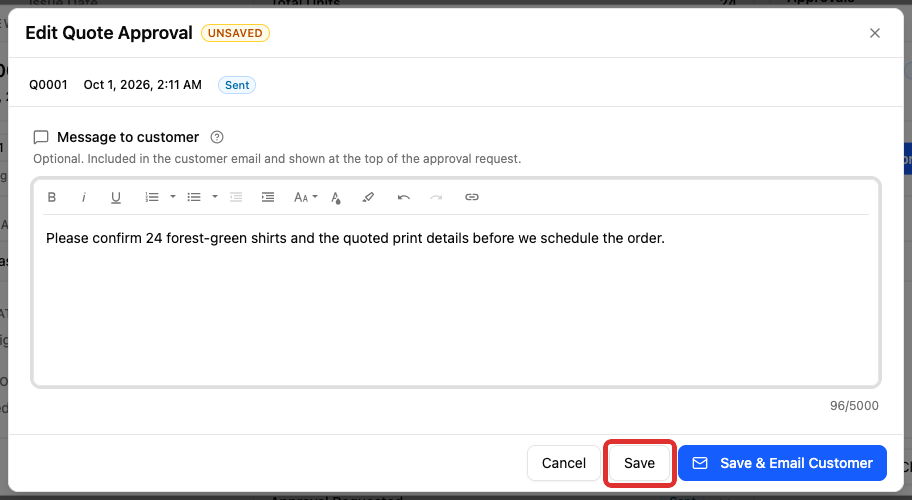 Save the revised request message
