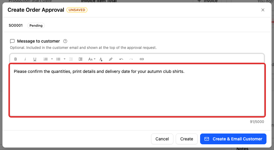 Explain which order details need confirmation