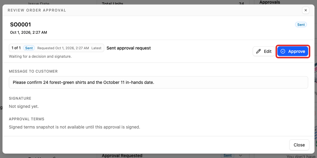 Open the shop-side response form