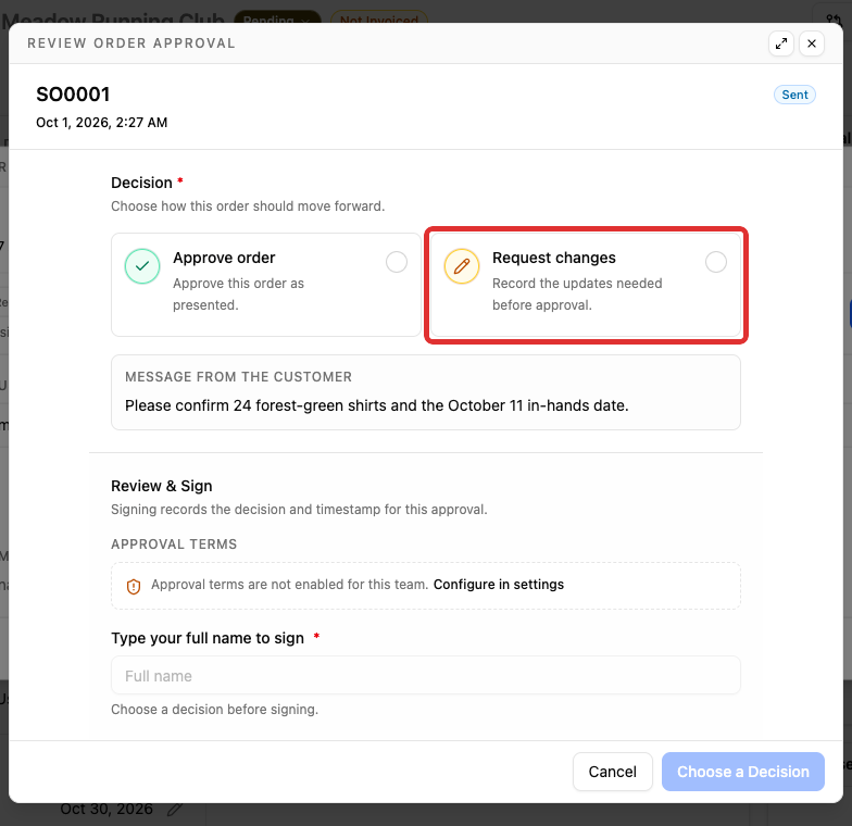 Choose to record changes