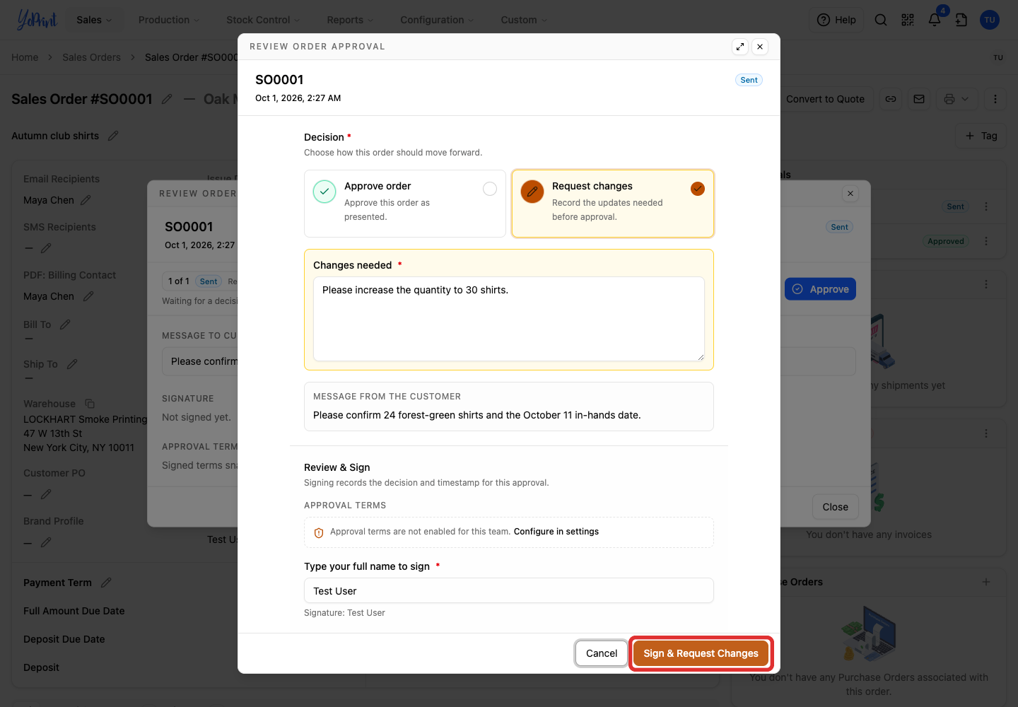 Submit the signed change request