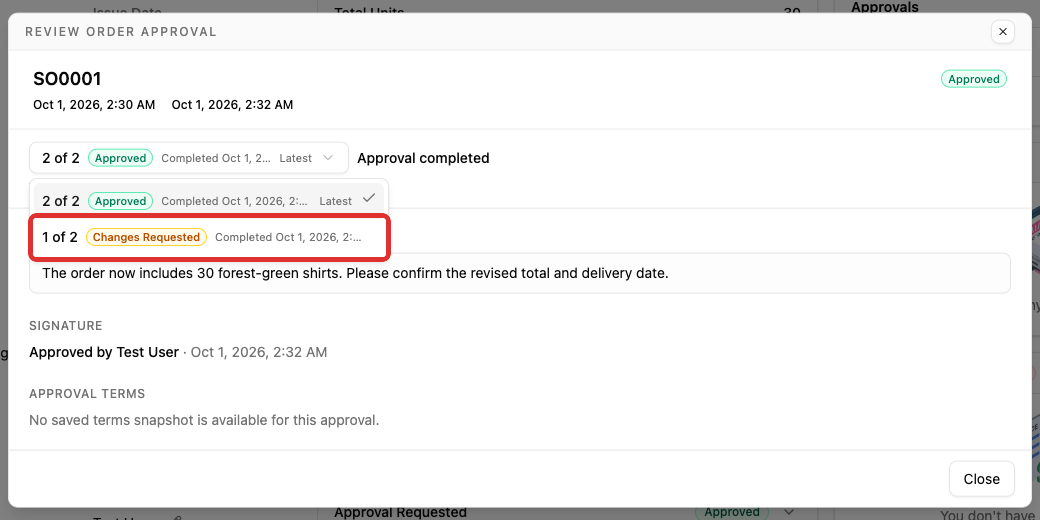 View the previous completed response