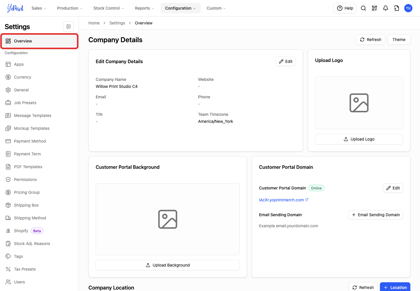 Overview in Settings