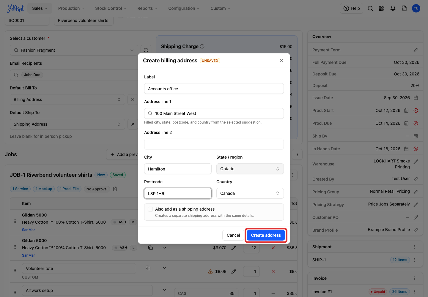 Click Create address.