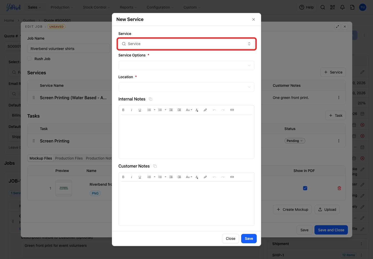 Open the service picker.