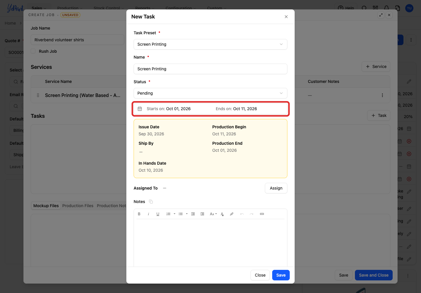 Open the task's date picker.