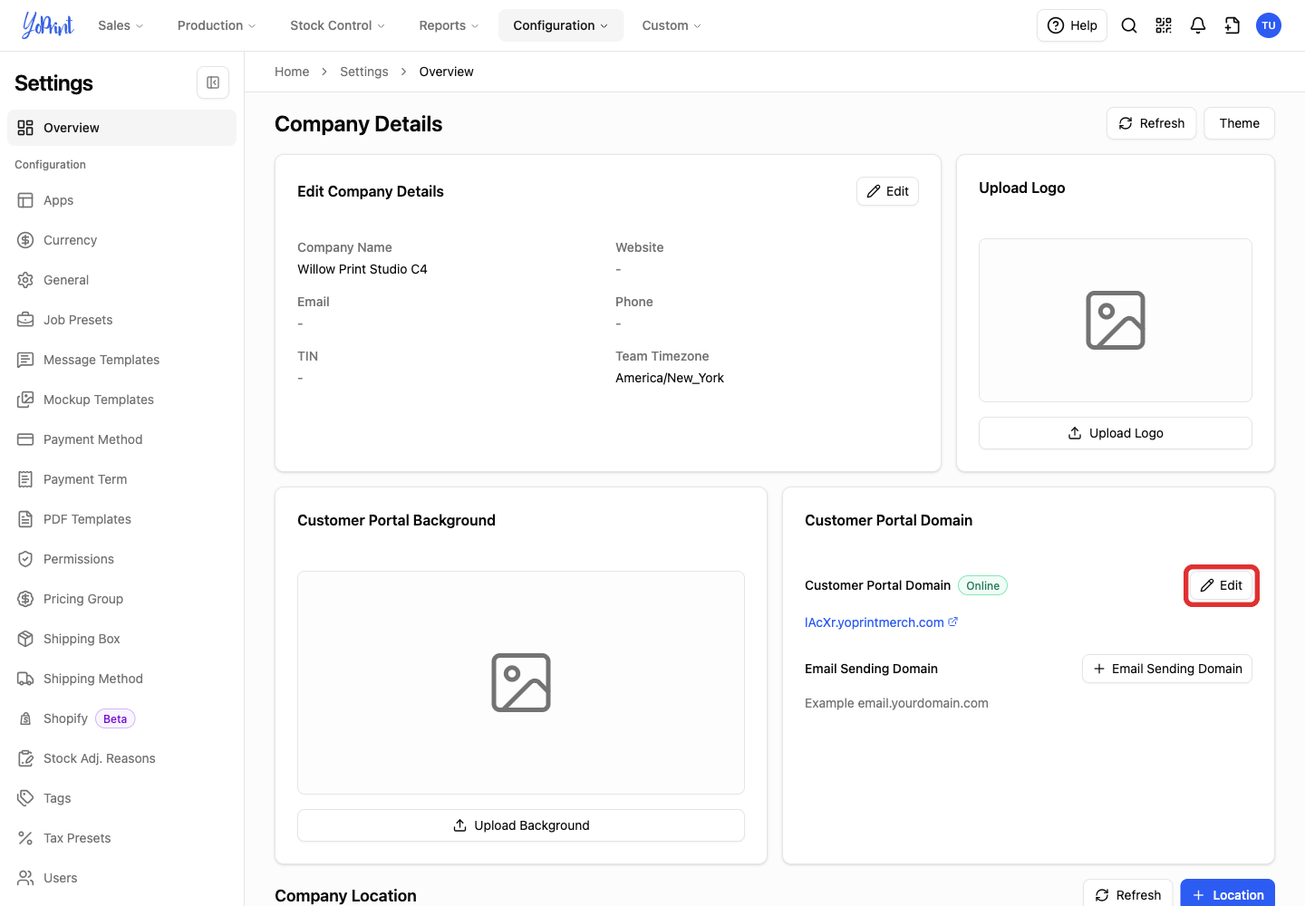 Edit the customer portal domain