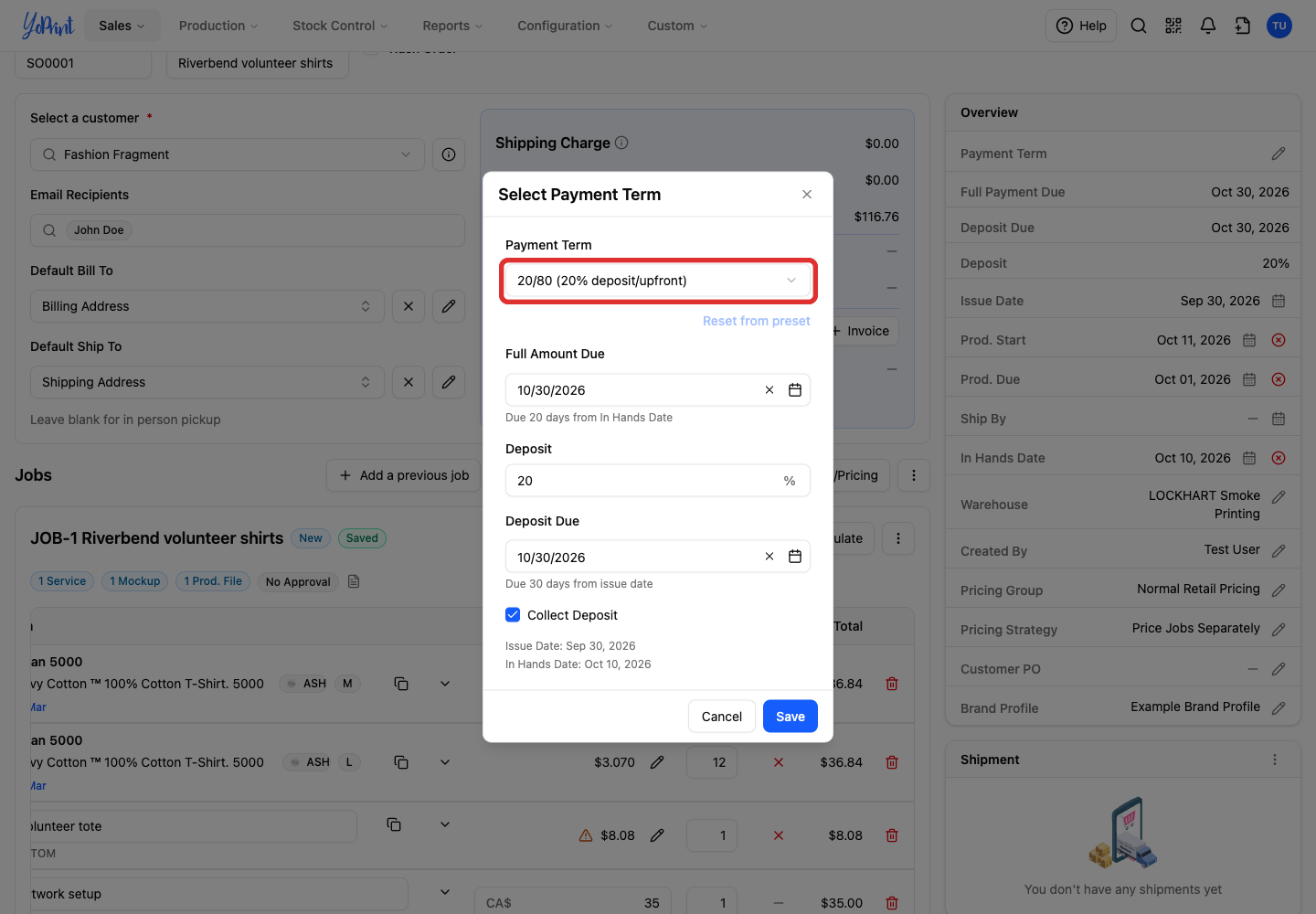 Open the payment-term picker.