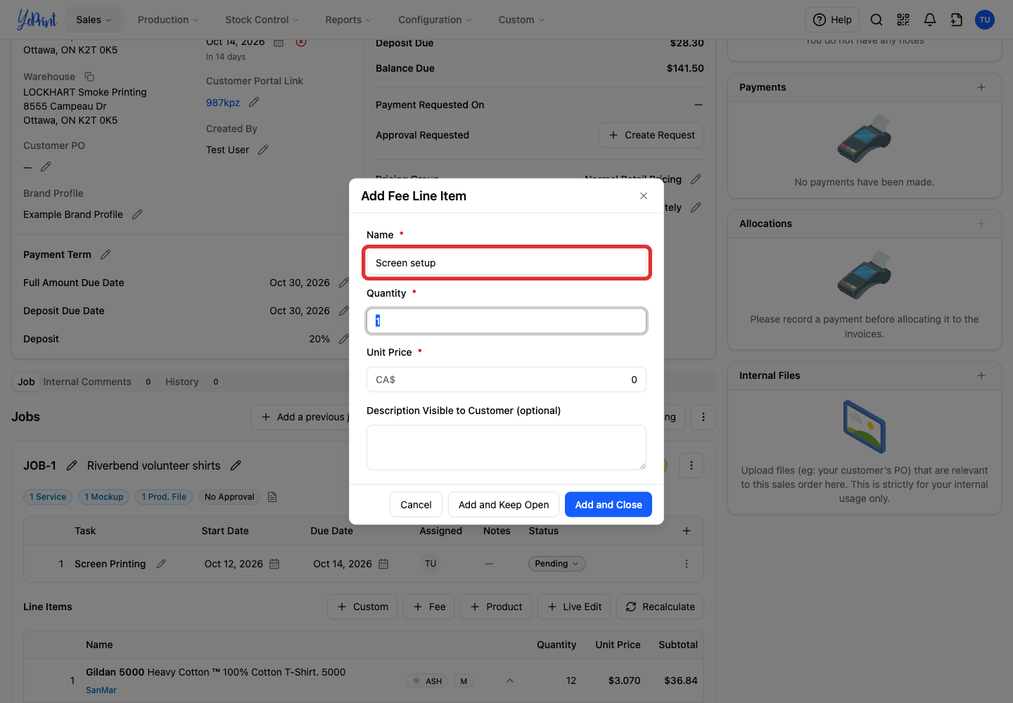 Enter a clear Name, such as Screen setup.