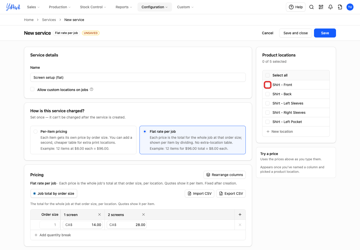 Select the product locations where this service can be used.
