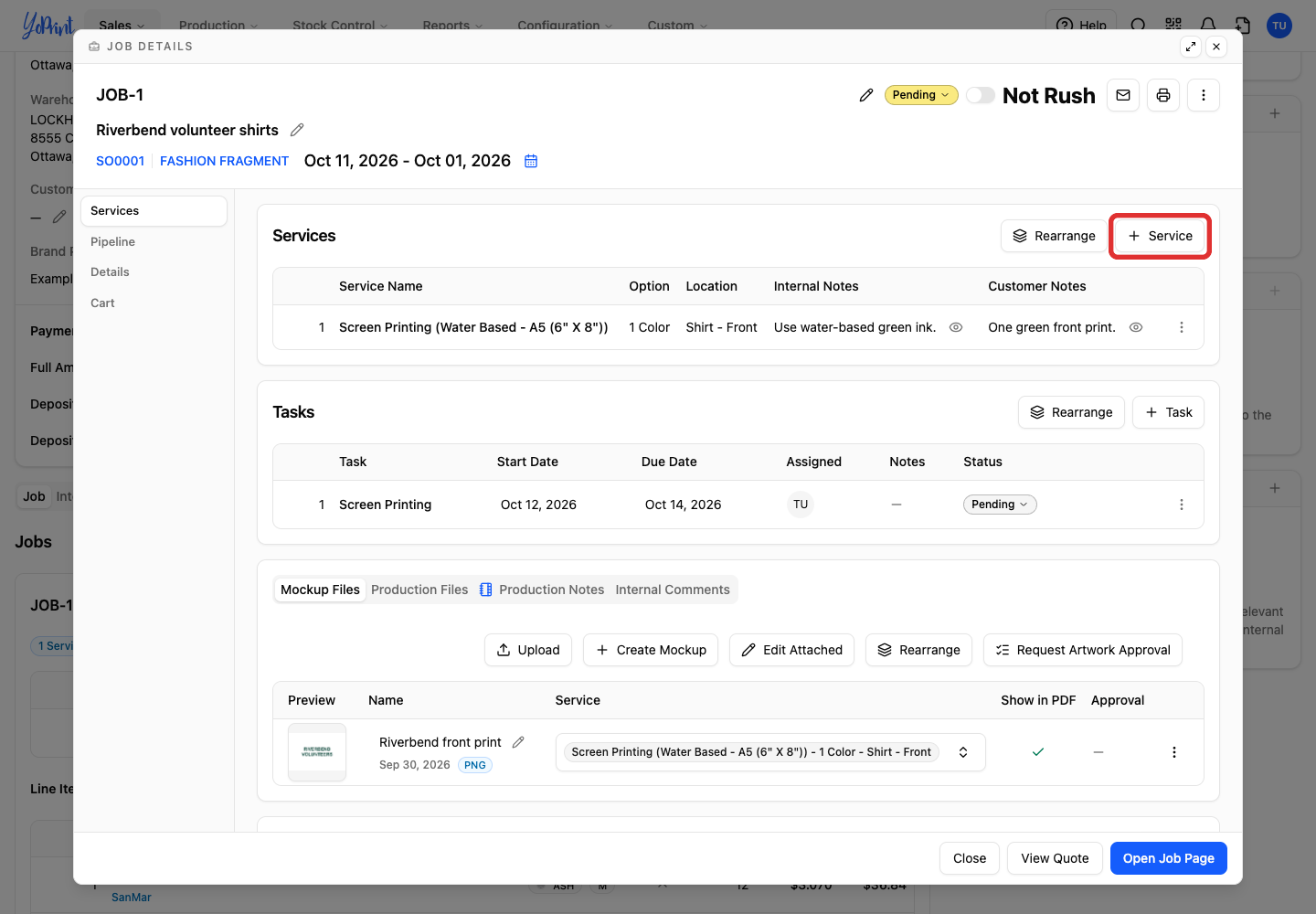 Under Services, click + Service.