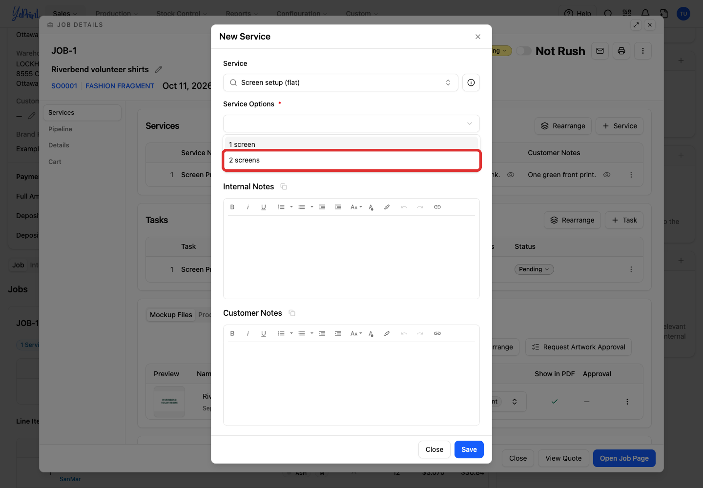 Choose the option that matches the job, such as 2 screens.