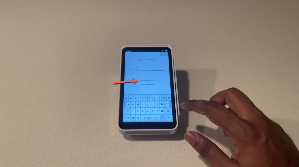 Use a device code on the Square Terminal sign-in screen