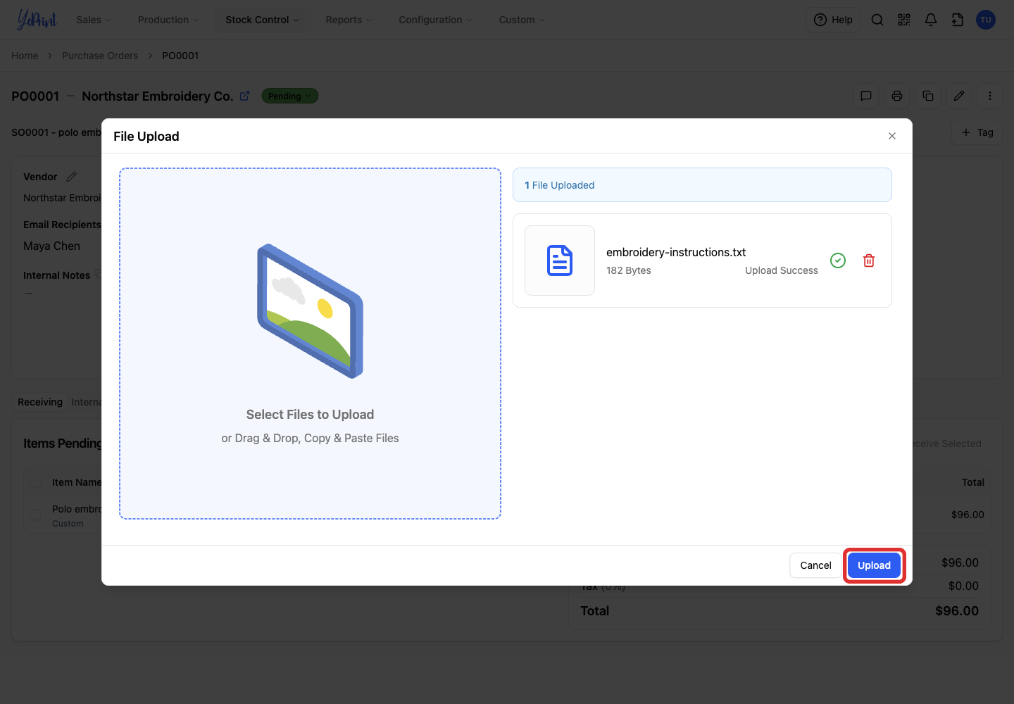 Confirm the email attachment