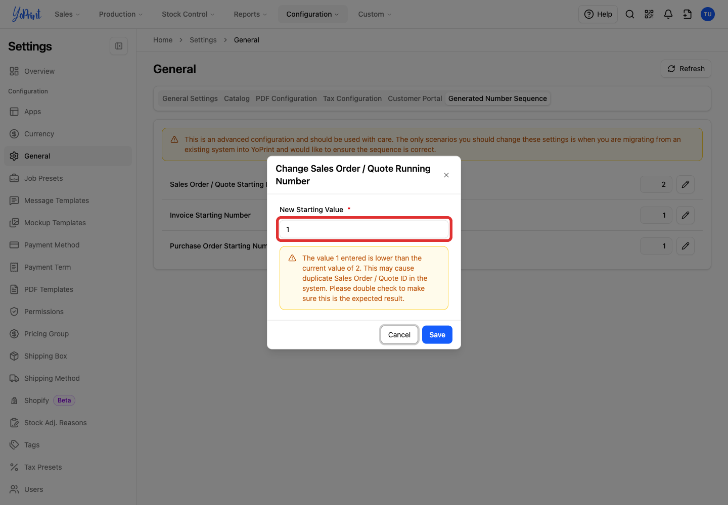 New Starting Value with the warning about duplicate IDs