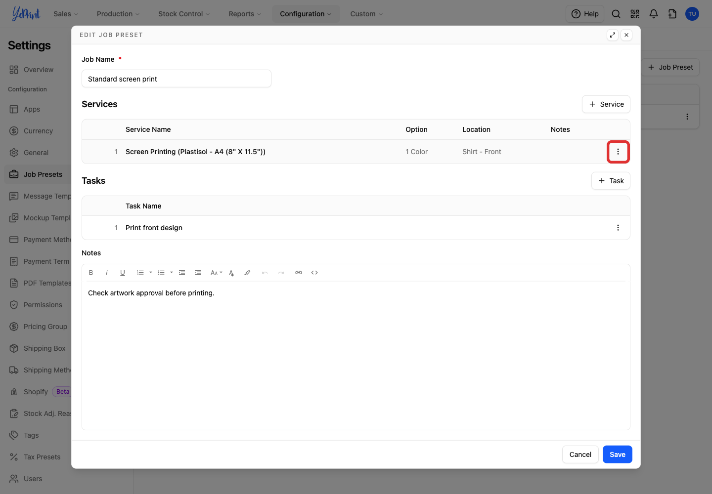 Open service actions