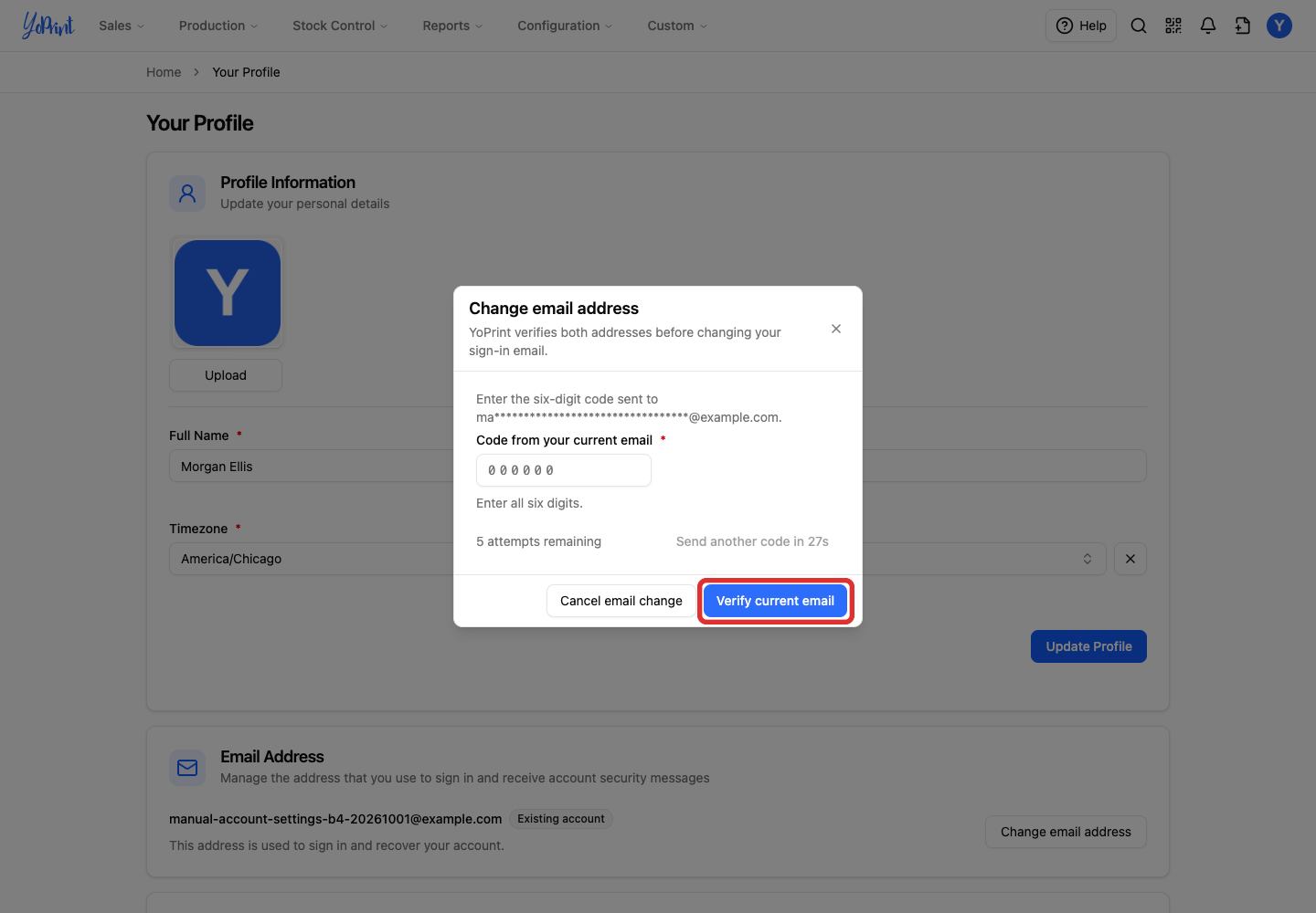 Verify your current email address